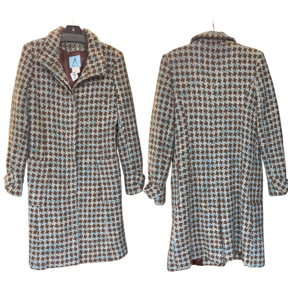 Marciano brown and teal tweed peacoat  lMedium